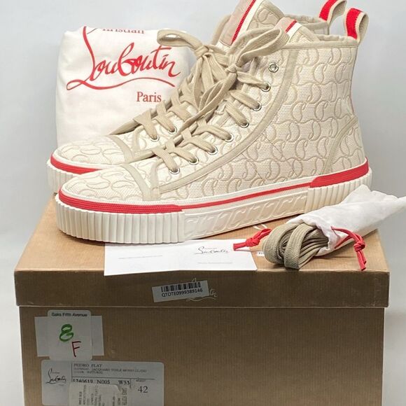 Christian Louboutin Pedro Cl Jacquard High-Top Sneakers size 42/us size 9 - Picture 13 of 15
